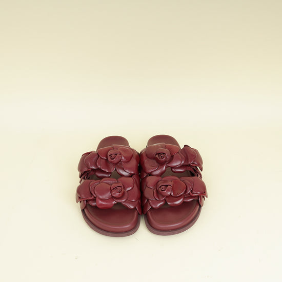 Valentino Burgundy Atelier 03 Rose Edition Flat Sandals 39