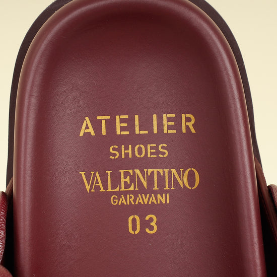Valentino Burgundy Atelier 03 Rose Edition Flat Sandals 39
