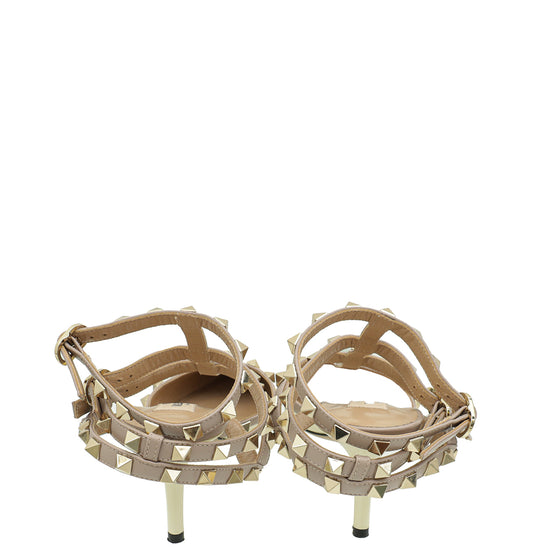 Load image into Gallery viewer, Valentino Light Ivory Rockstud Caged Ankle Strap 65 Pumps 39
