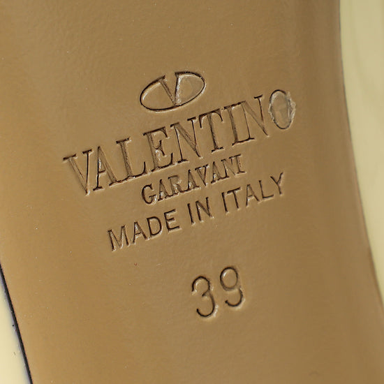 Valentino Cream Rockstud Caged Slingback Pump 39-Valentino-THE CLOSET