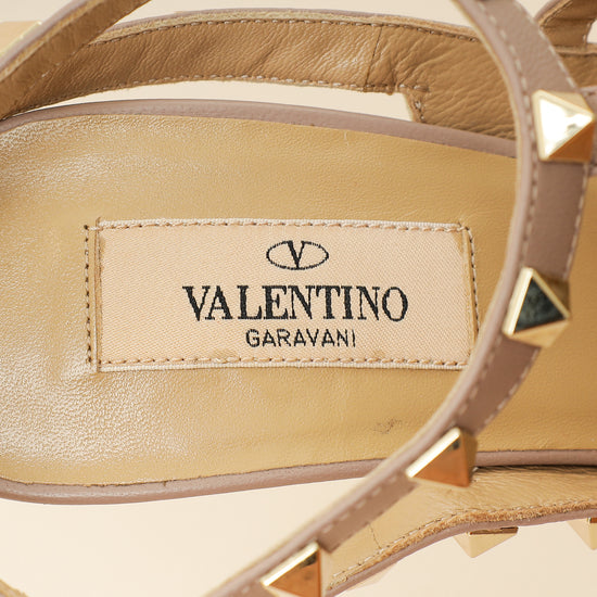 Valentino Cream Rockstud Caged Slingback Pump 39-Valentino-THE CLOSET