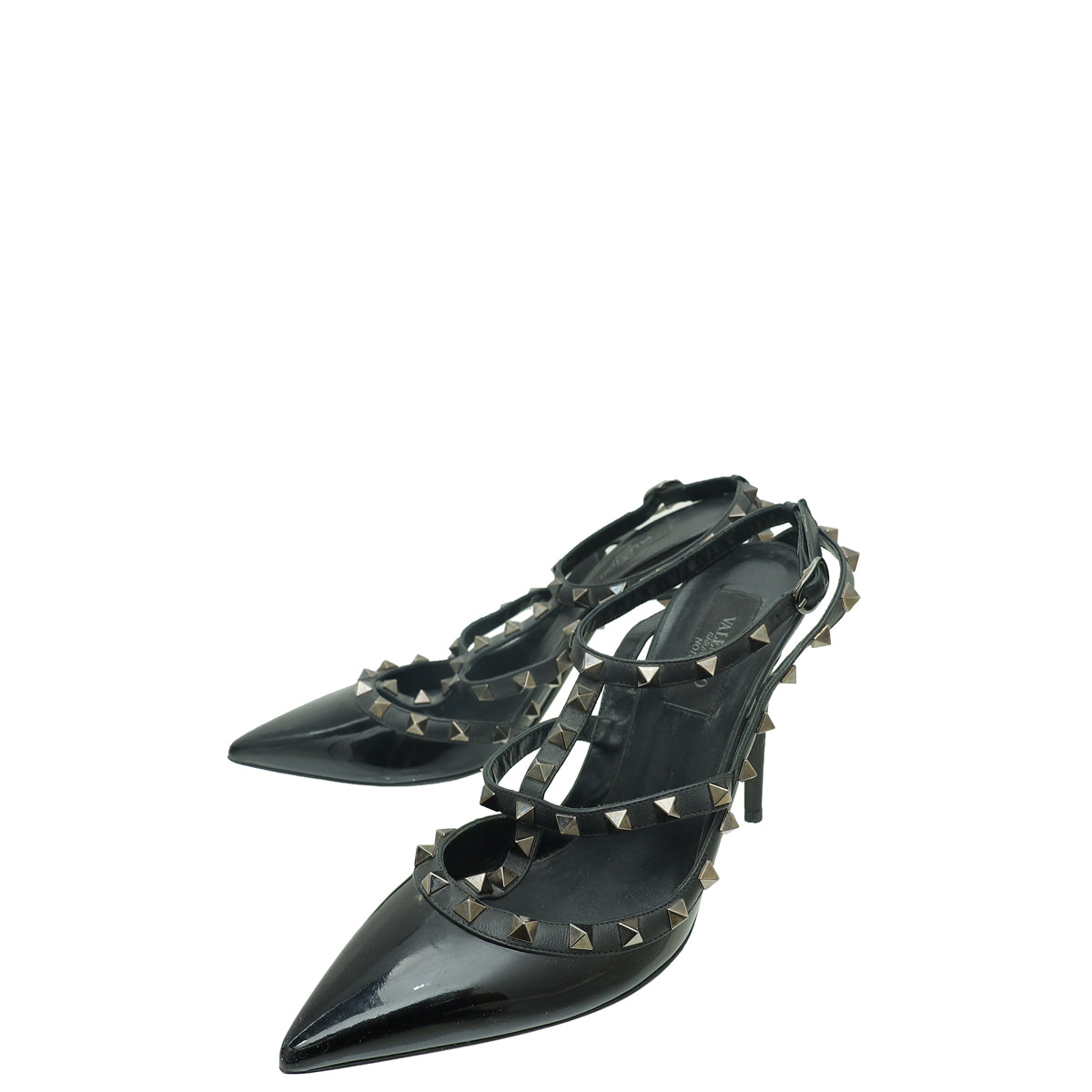 Valentino Black Rockstud Caged Ankle Strap Pump 39-Valentino-THE CLOSET