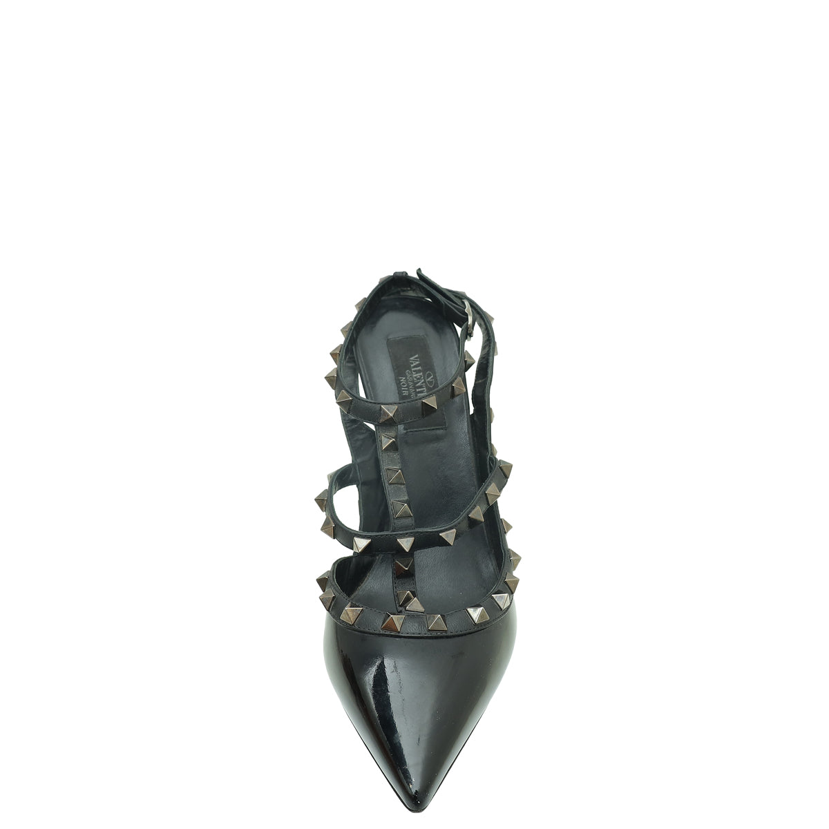 Valentino Black Rockstud Caged Ankle Strap Pump 39-Valentino-THE CLOSET