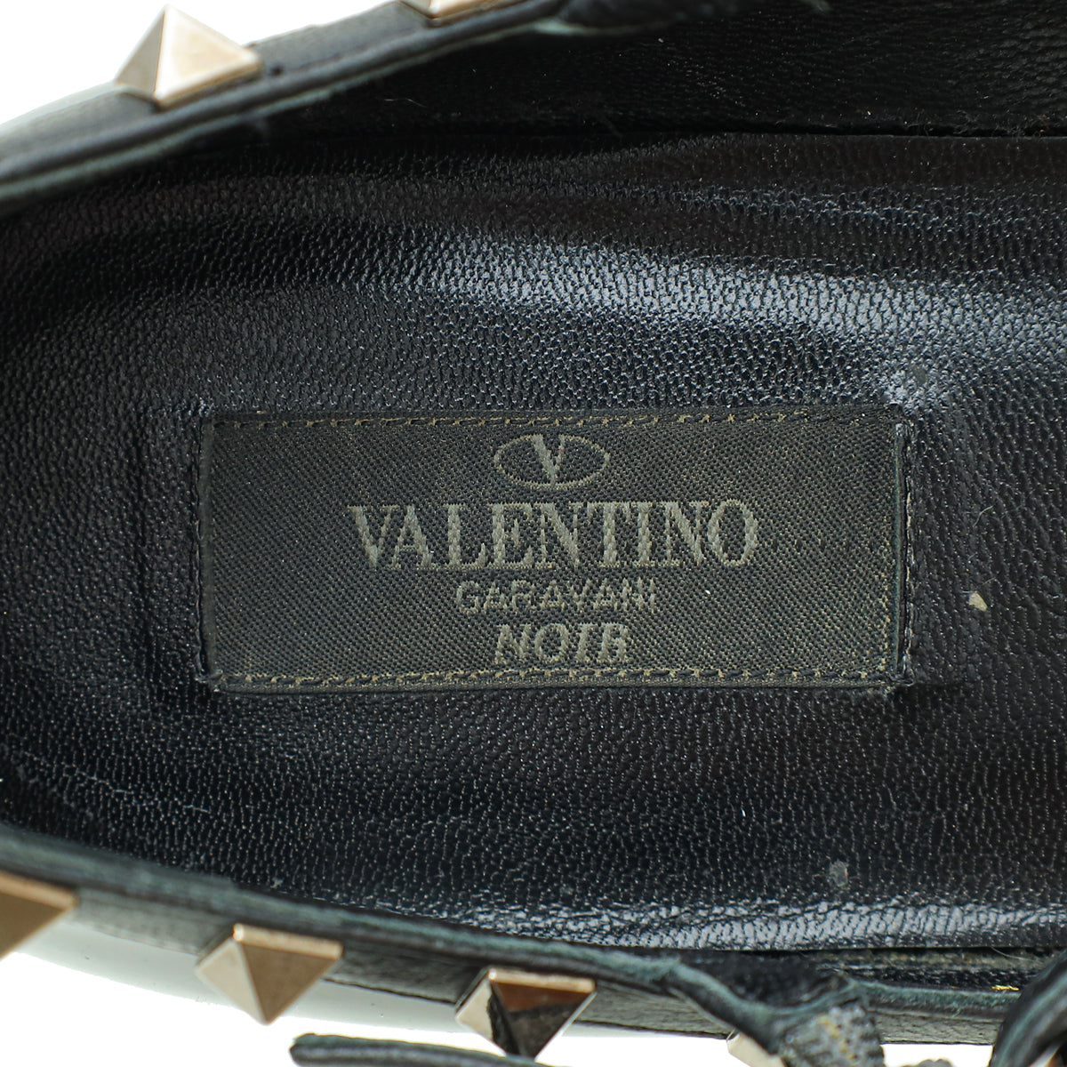 Valentino Black Rockstud Caged Ankle Strap Ballerina 39