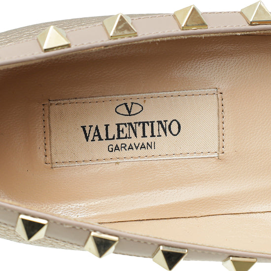 Valentino Metallic Champaign Rockstud Pumps 39