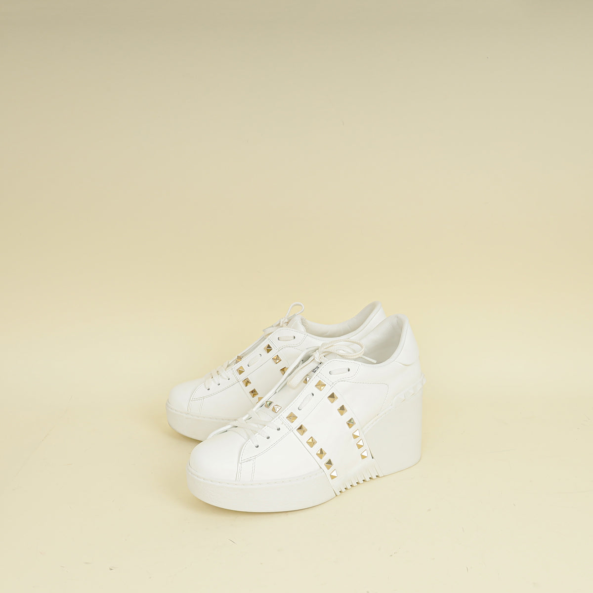 Valentino White Open Flatform Rockstud Untitled Sneaker 40.5