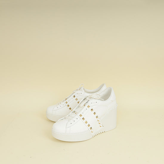 Valentino White Open Flatform Rockstud Untitled Sneaker 40.5