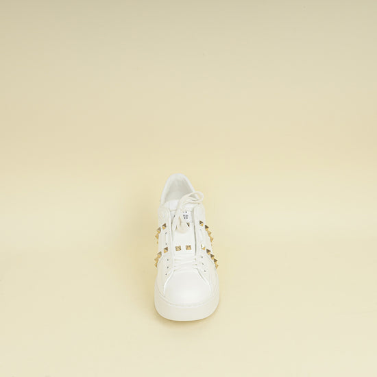Valentino White Open Flatform Rockstud Untitled Sneaker 40.5