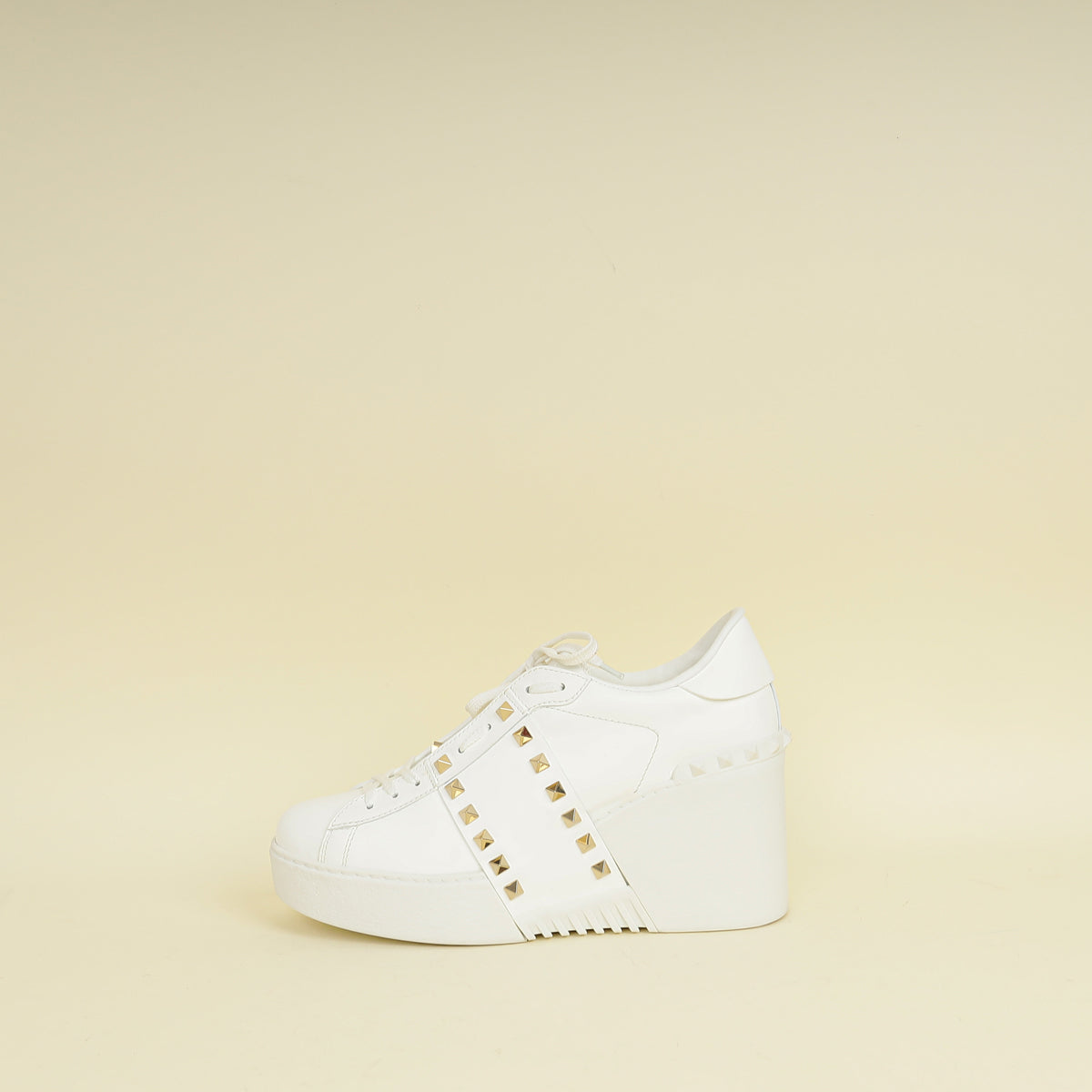 Valentino White Open Flatform Rockstud Untitled Sneaker 40.5
