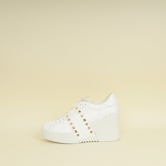 Valentino White Open Flatform Rockstud Untitled Sneaker 40.5