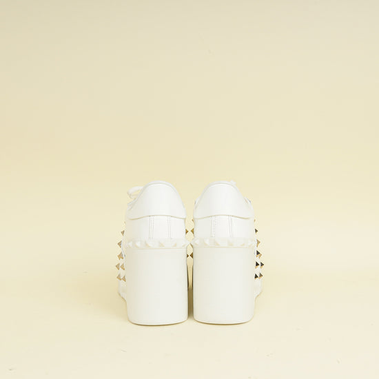 Valentino White Open Flatform Rockstud Untitled Sneaker 40.5