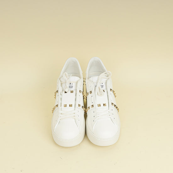 Valentino White Open Flatform Rockstud Untitled Sneaker 40.5