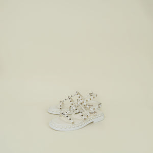 Valentino Latte Rockstud Slides Sandal 40