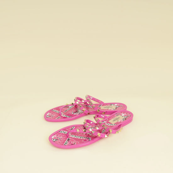 Valentino Bright Pink Summer Rockstud Sandals 40