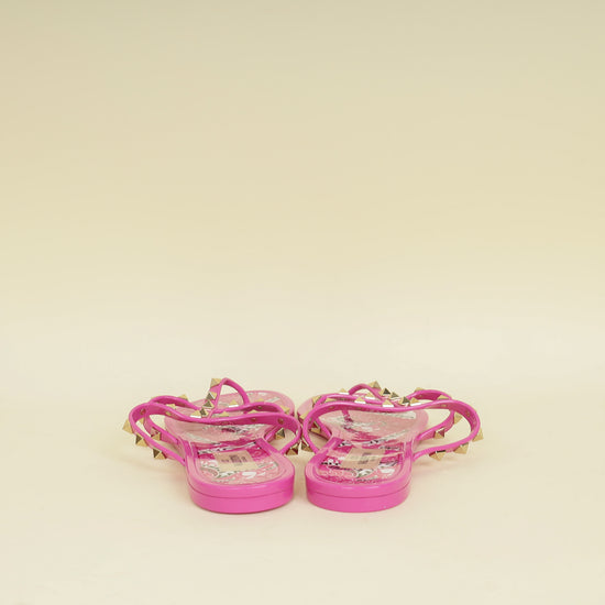 Valentino Bright Pink Summer Rockstud Sandals 40