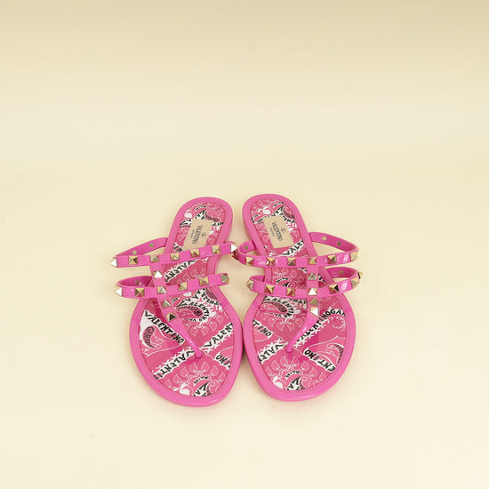 Valentino Bright Pink Summer Rockstud Sandals 40