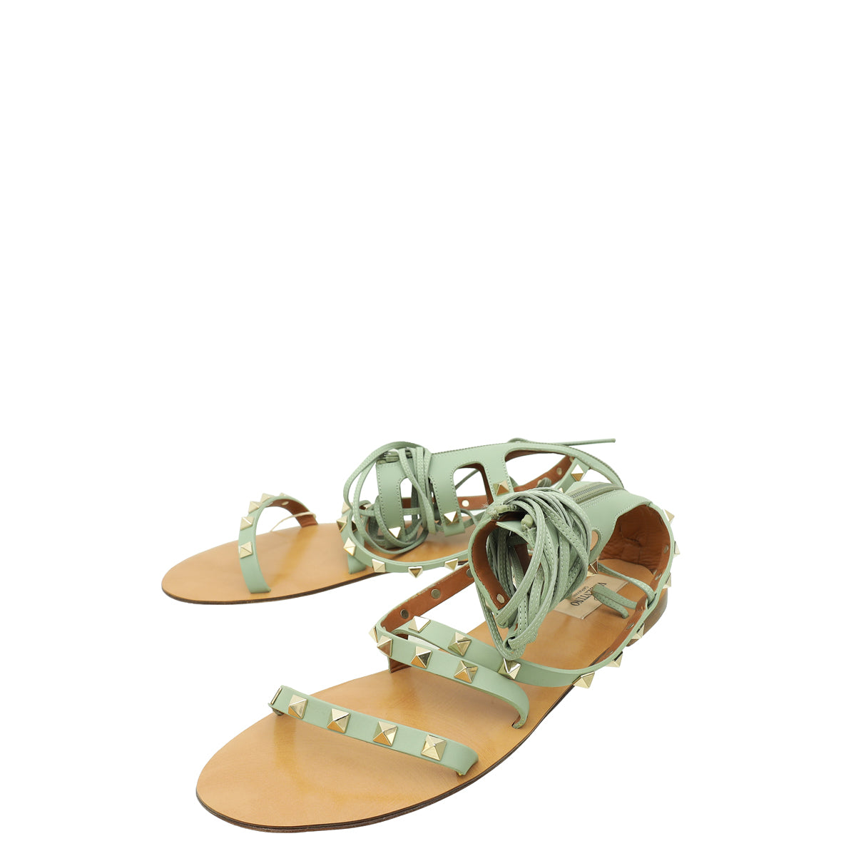 Valentino Mint Green Rockstud Gladiator Sandals 40