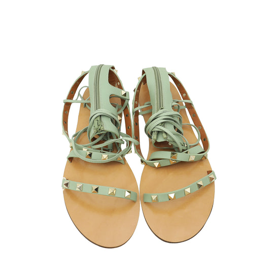 Valentino Mint Green Rockstud Gladiator Sandals 40