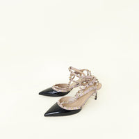 Valentino Black Rockstud Caged Slingback Pump 41.5