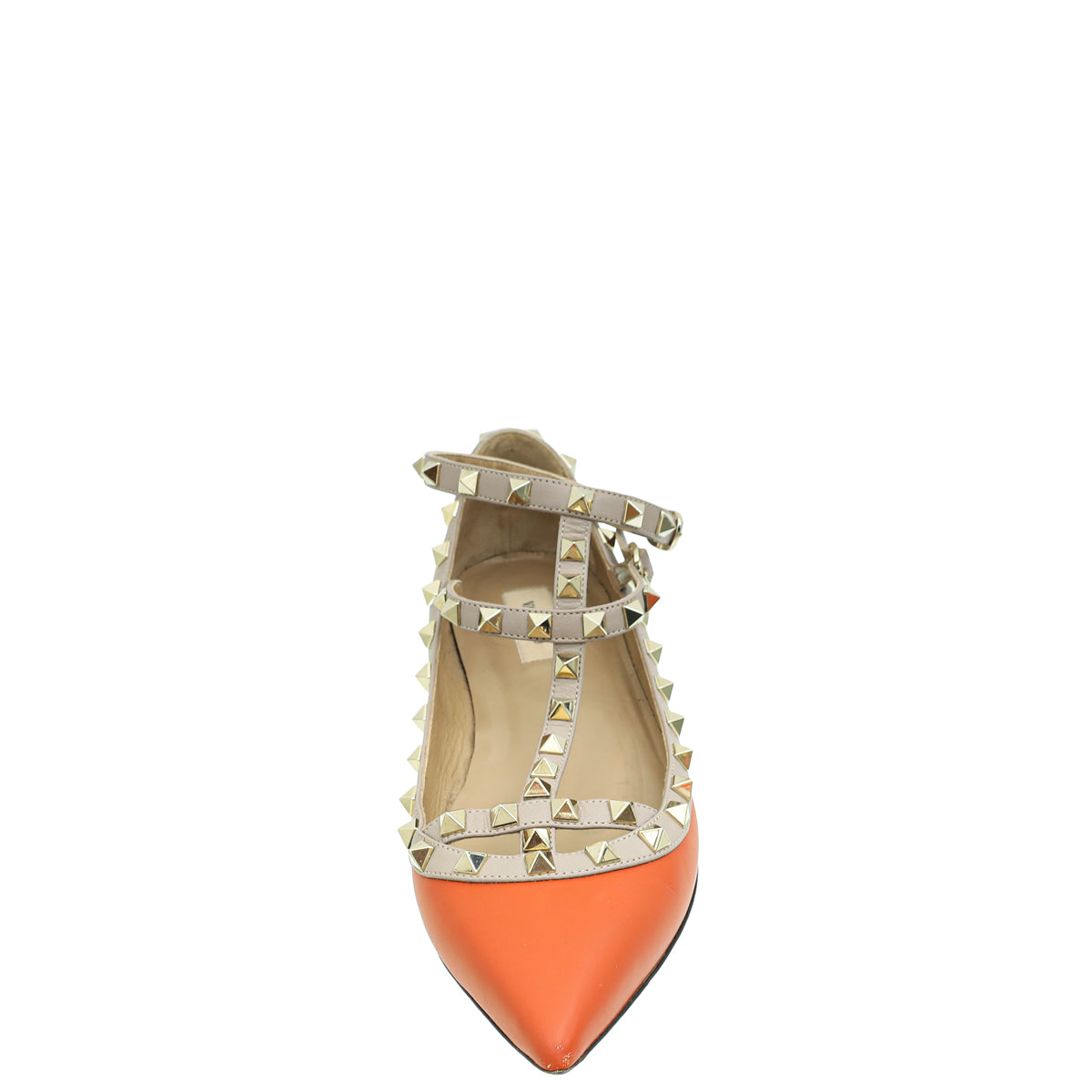 Valentino Rust Rockstud Caged Flat Ballerina 41-Valentino-THE CLOSET