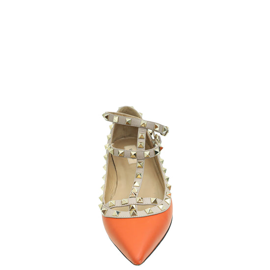 Valentino Rust Rockstud Caged Flat Ballerina 41