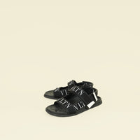 Valentino Black VLTN Logo Band Velcro Flat Sandals 41