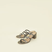 Valentino Metallic Grey Rockstud 60 Slide Sandals 41
