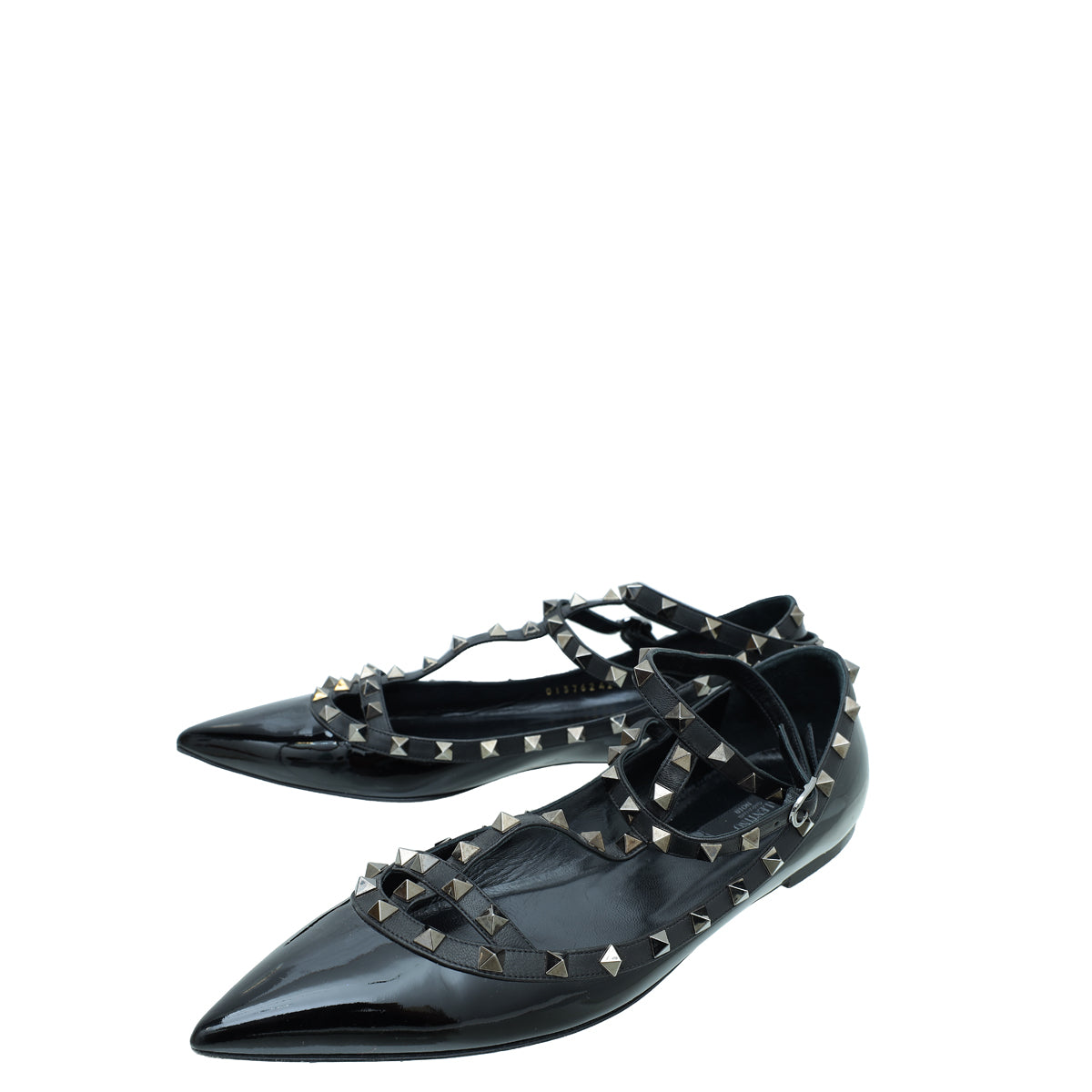 Valentino Black Rockstud Caged Ankle Strap Flats 42-Valentino-THE CLOSET