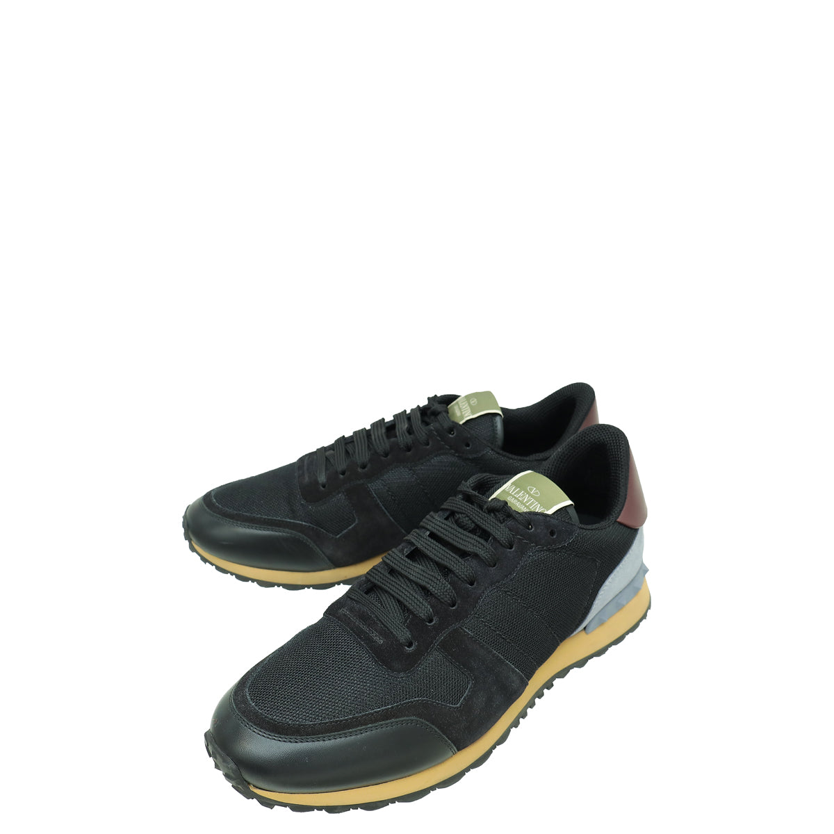 Valentino Black Mesh Suede Rockstud Sneaker 43-Valentino-THE CLOSET