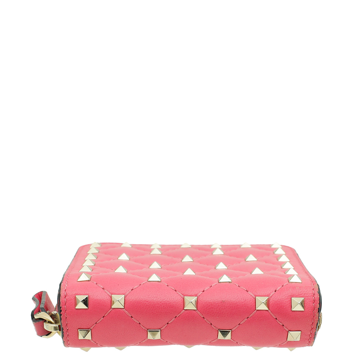 Valentino Pink Spike Rockstud Compact Zip Wallet