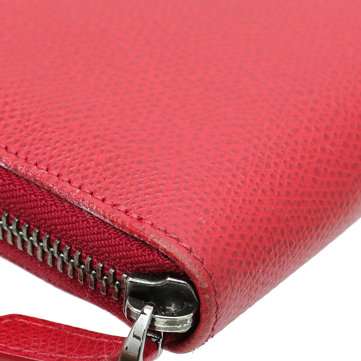 Valentino Red Crystal V Logo Zippy Wallet