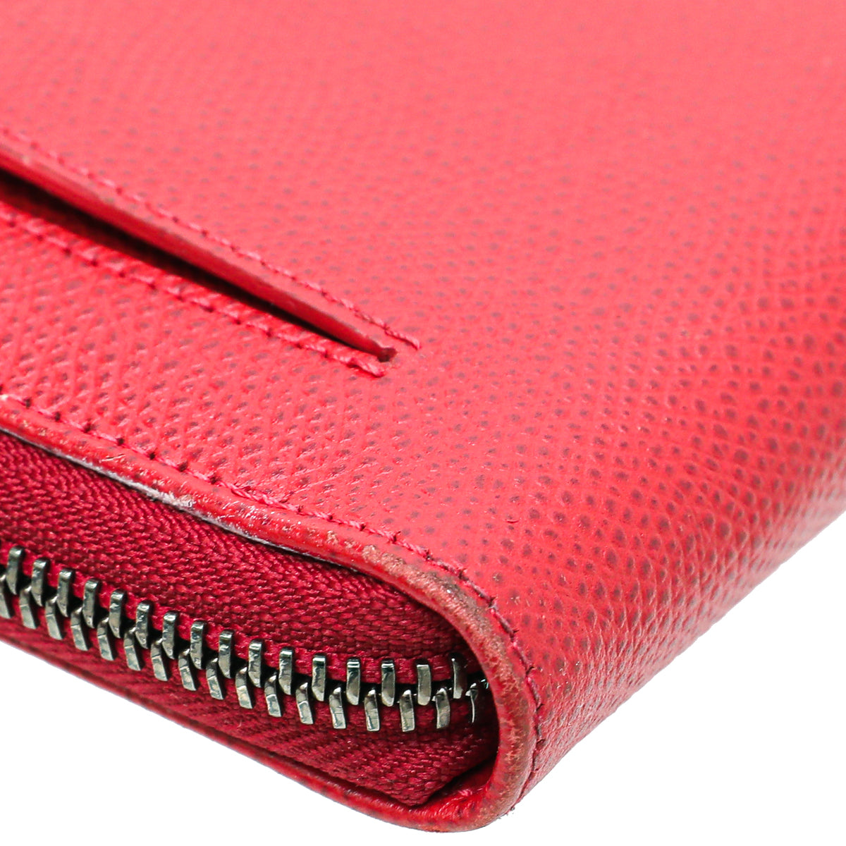 Valentino Red Crystal V Logo Zippy Wallet