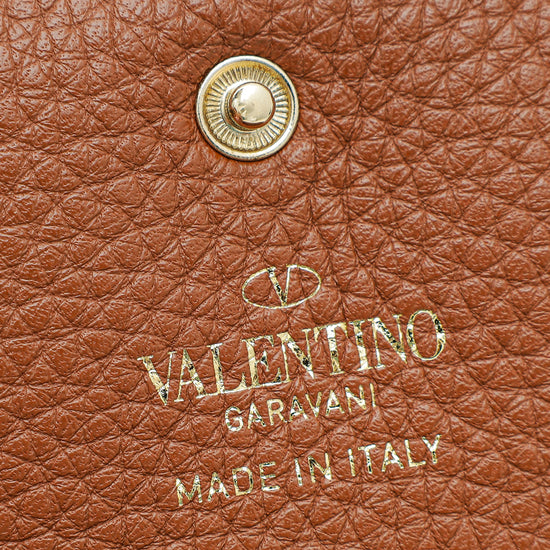 Valentino Brown Rockstud Small Wallet