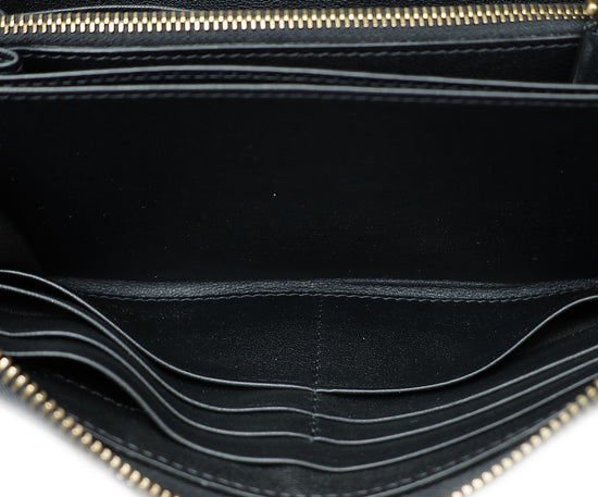 Valentino Black Vlogo Zip Around Wallet