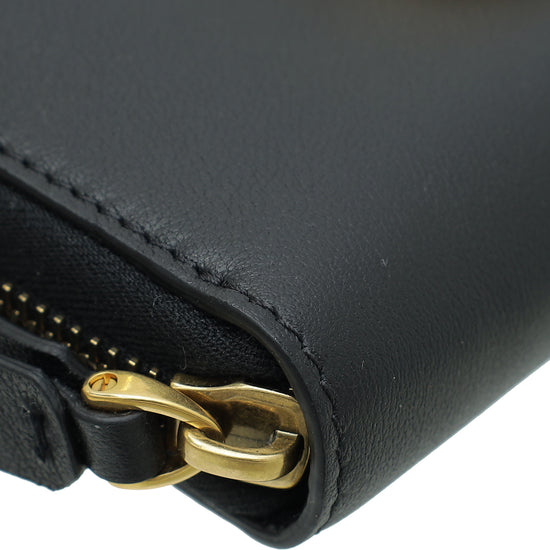 Valentino Black Vlogo Zip Around Wallet