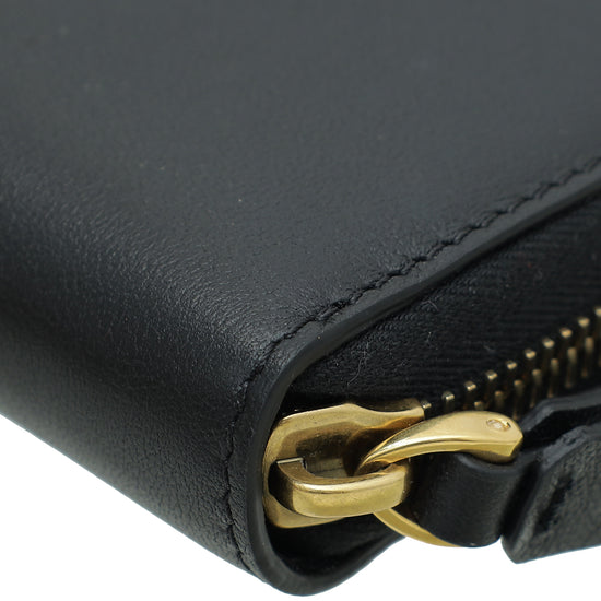 Valentino Black Vlogo Zip Around Wallet