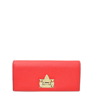 Valentino Red Rockstud Long Continental Wallet