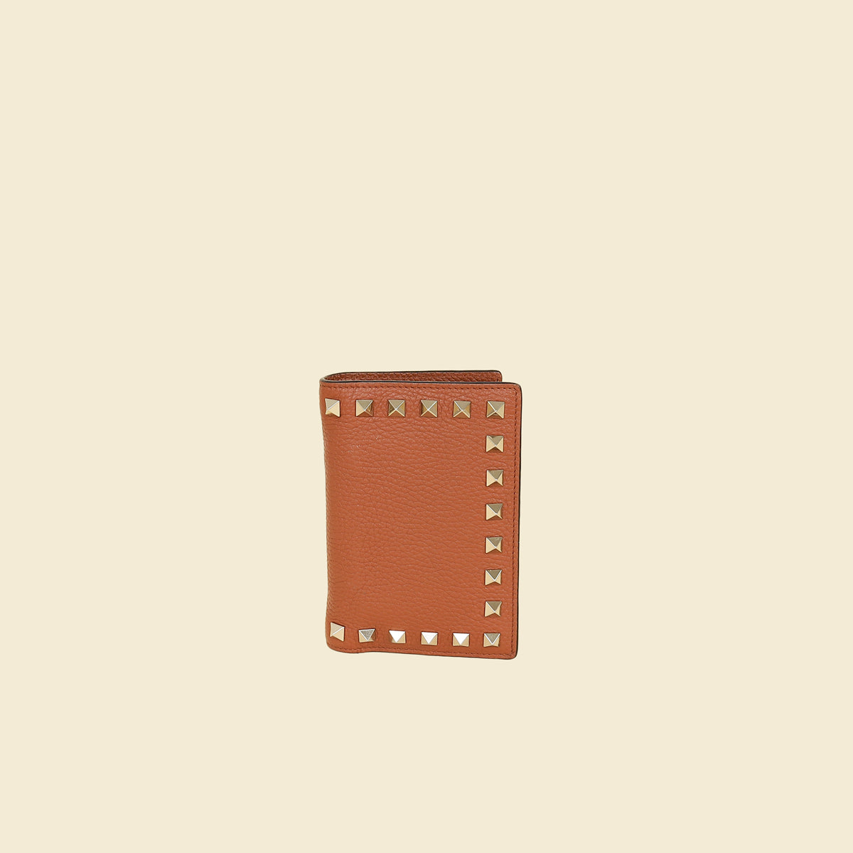 Valentino Brown Rockstud Leather Wallet-Valentino-THE CLOSET