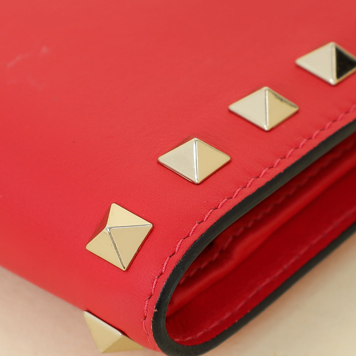 Valentino Red Rockstud Medium Wallet