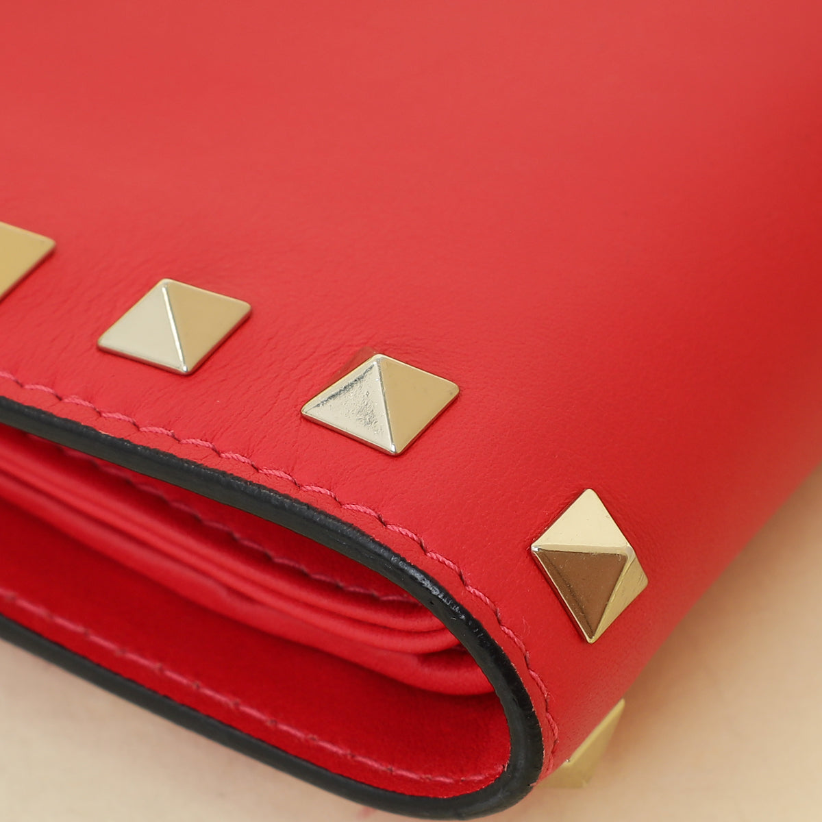 Valentino Red Rockstud Medium Wallet