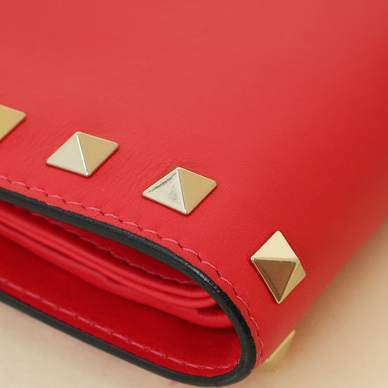 Valentino Red Rockstud Medium Wallet