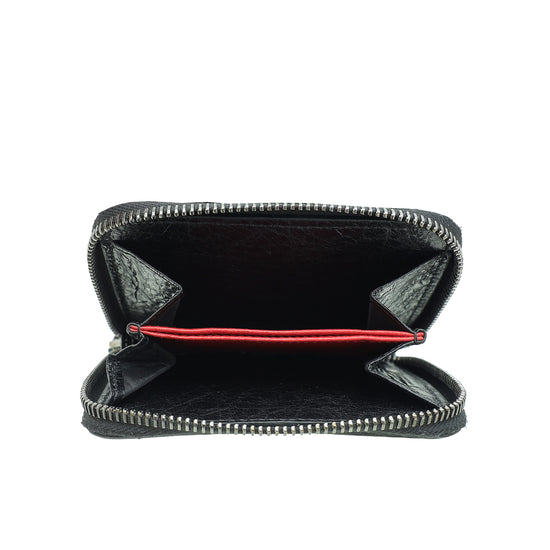 Valentino Black Spike Rockstud Zip Around French Wallet