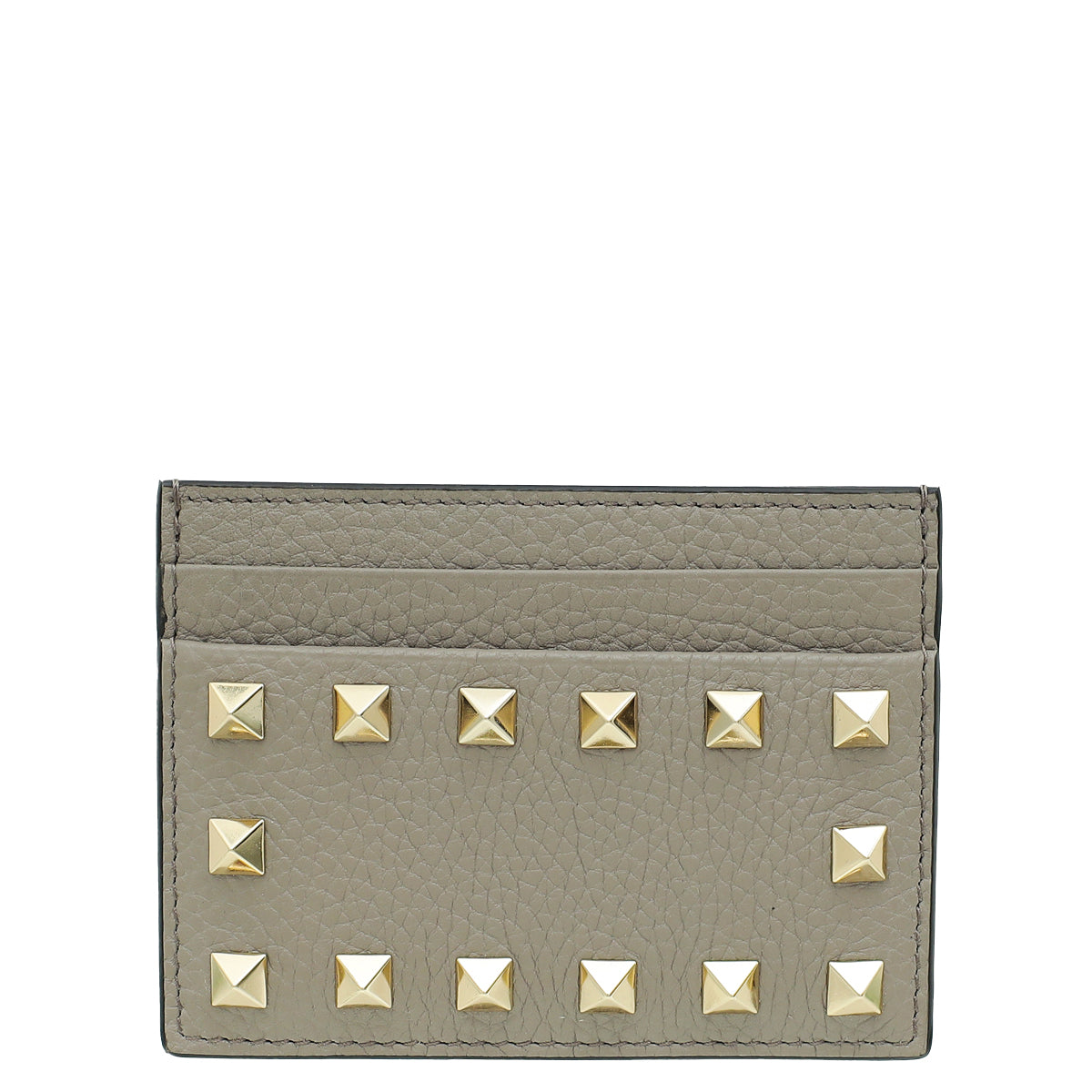 Valentino Gray Rockstud Card Holder-Valentino-THE CLOSET