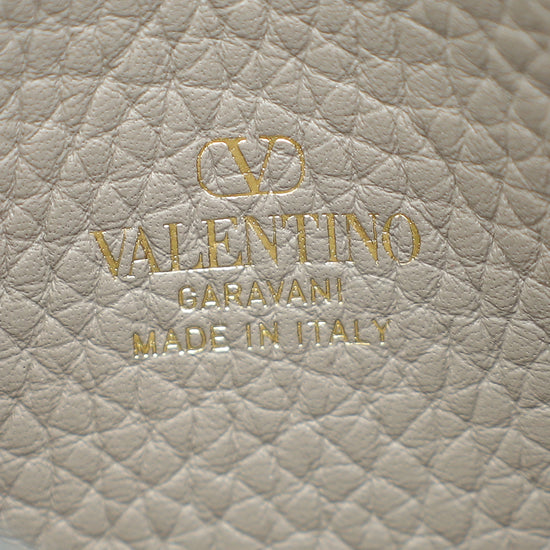 Valentino Gray Rockstud Card Holder-Valentino-THE CLOSET