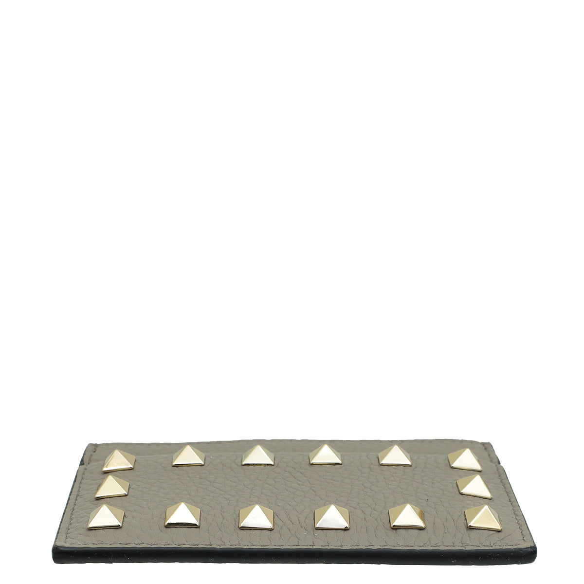 Valentino Gray Rockstud Card Holder-Valentino-THE CLOSET