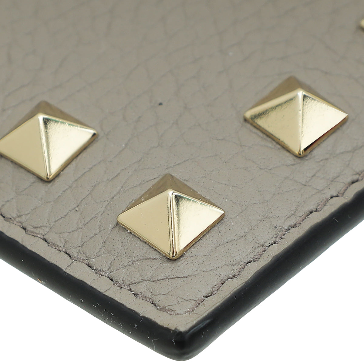 Valentino Gray Rockstud Card Holder-Valentino-THE CLOSET