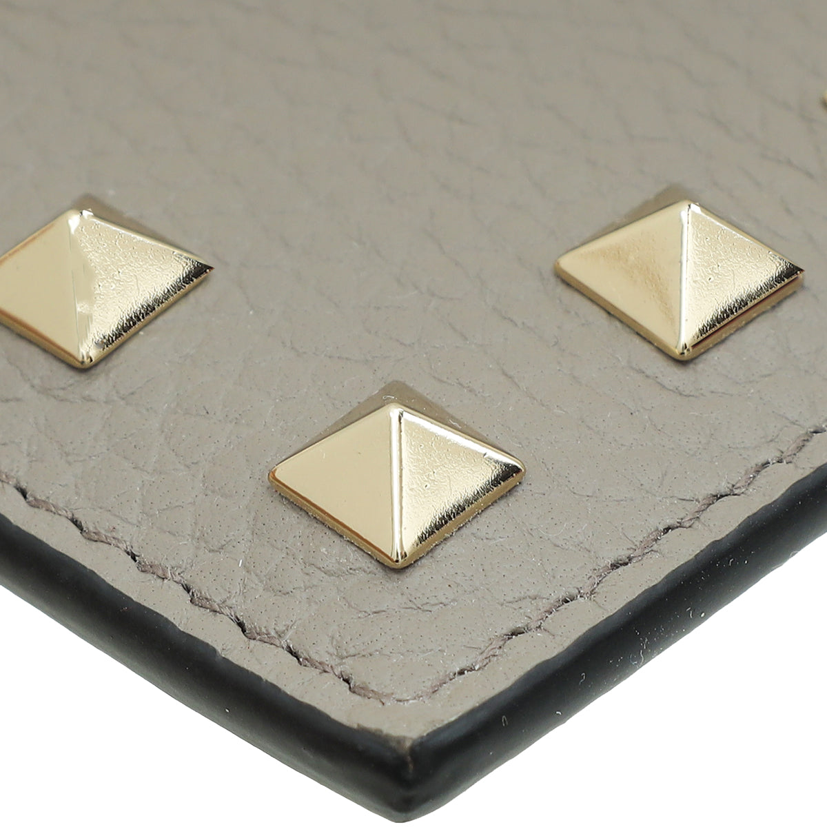 Valentino Gray Rockstud Card Holder-Valentino-THE CLOSET