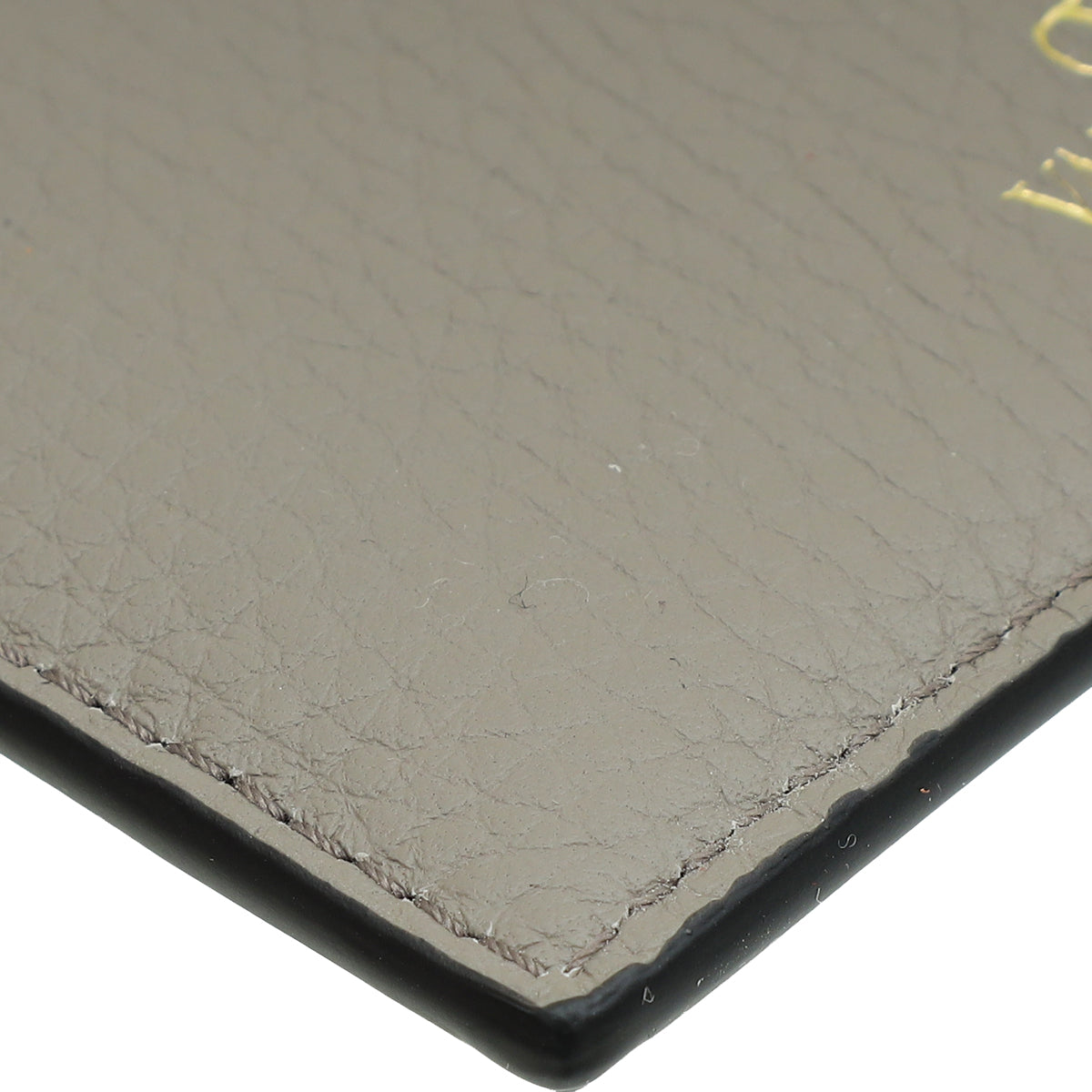 Valentino Gray Rockstud Card Holder-Valentino-THE CLOSET