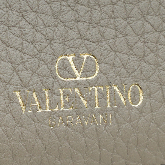Valentino Gray Rockstud Card Holder-Valentino-THE CLOSET