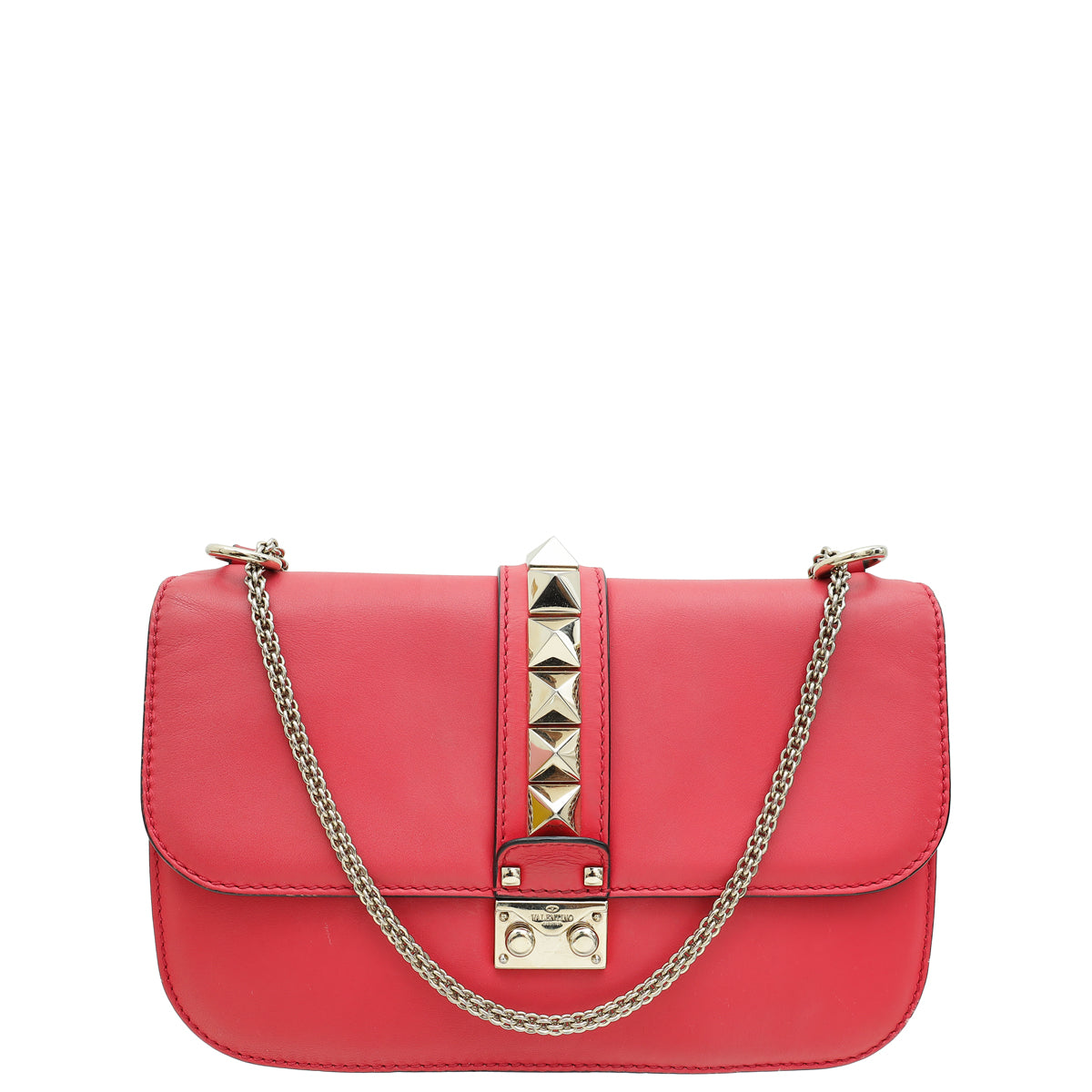 Valentino Red Glam Lock Medium Shoulder Bag